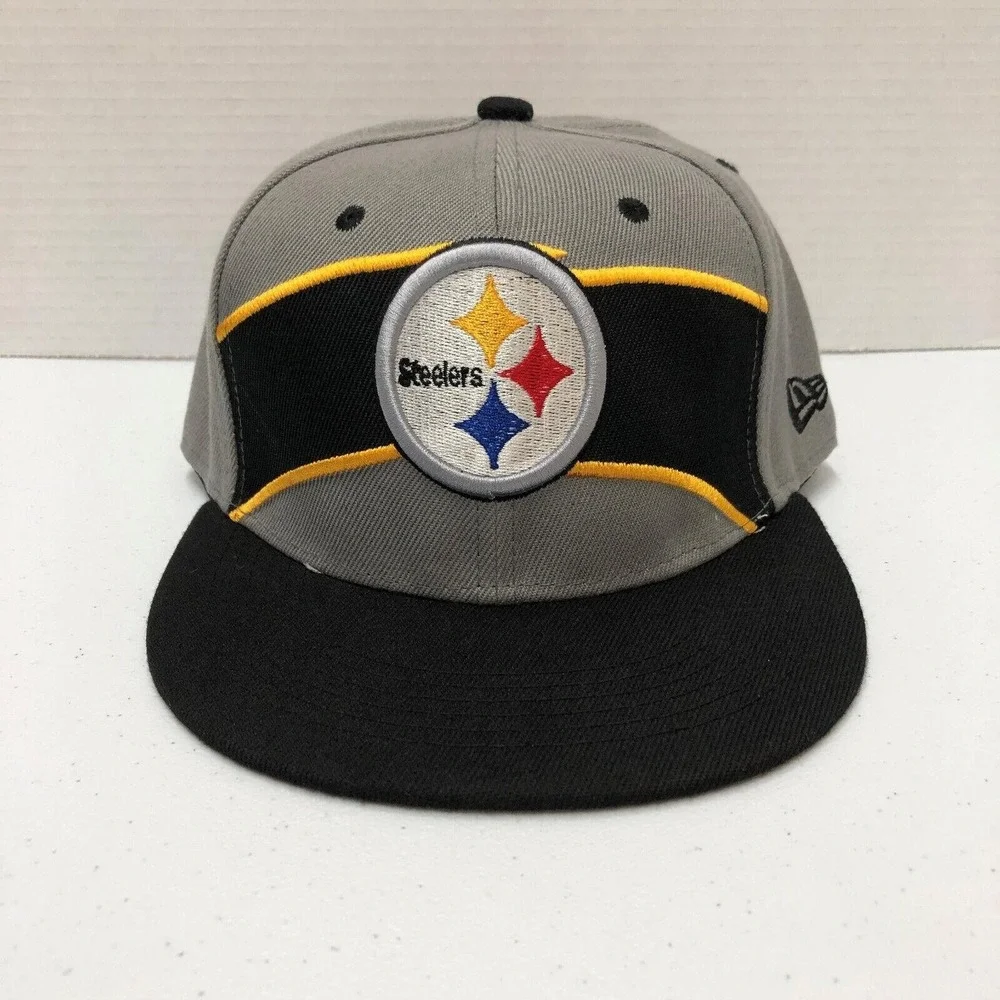 Pittsburgh Steelers Hat Cap Snap Back Mens One Size Gray NFL Football New Era